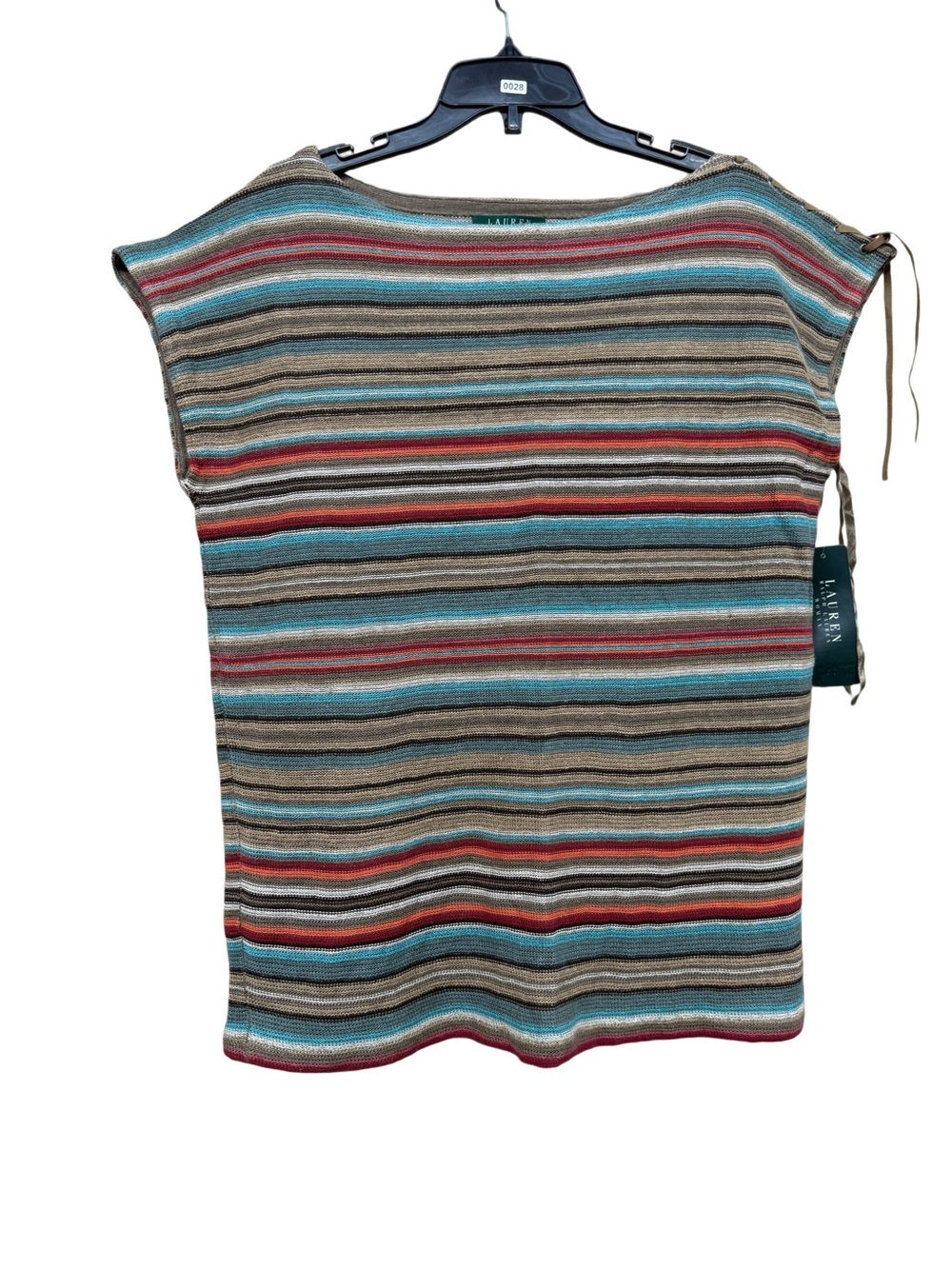 Ralph Lauren Striped Knit Tank in Teal, Red, Tan, Gray